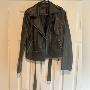 New Look Dark Leather Biker Jacket